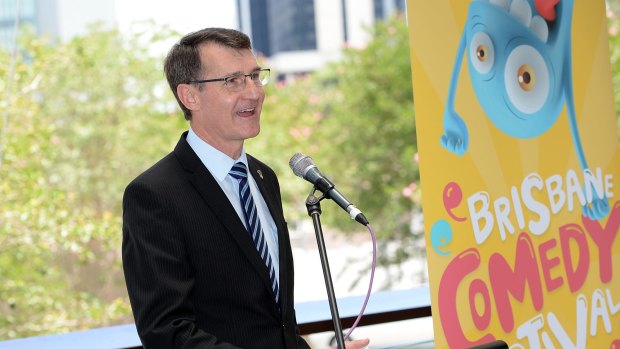Brisbane Lord Mayor Graham Quirk speaks at the Brisbane Comedy Festival launch.