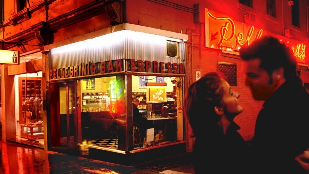 Pellegrini's Cafe on Bourke Street, Melbourne.