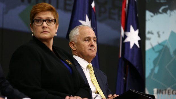 Prime Minister Malcolm Turnbull launches his 2016 Defence white paper with Defence Minister Marise Payne.