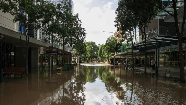 Albert Street, Brisbane during teh 2011 floods