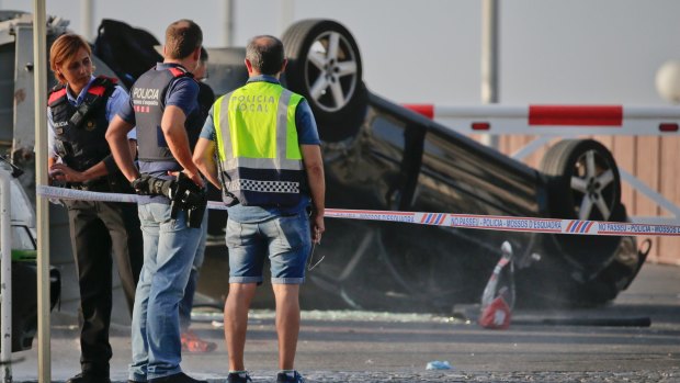 The black Audi that ploughed into pedestrians on a promenade in Cambrils.