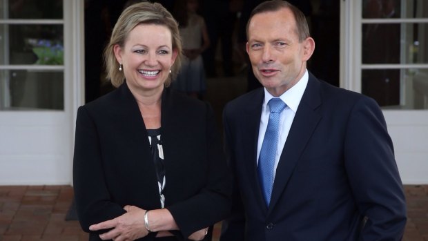 Photo opportunity: Newly sworn in Cabinet minister Sussan Ley and Tony Abbott.