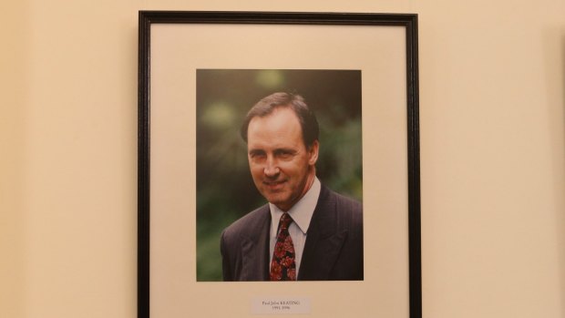 Portrait of former ALP leader Paul Keating as it appears in the caucus room at Parliament House in Canberra.