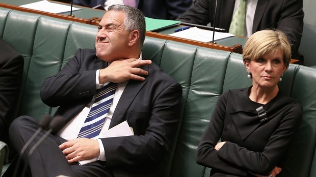 Former treasurer Joe Hockey and Foreign Minister Julie Bishop last month.