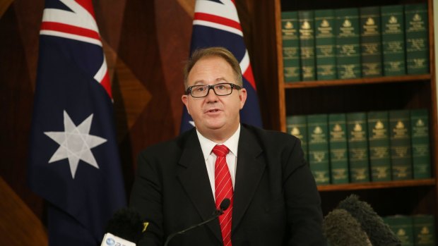 David Feeney announces his resignation at a press conference in Melbourne.