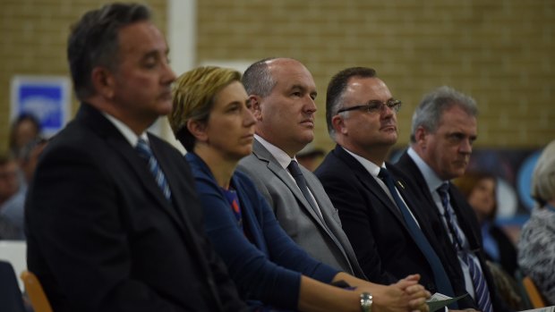 NSW Corrections Minister David Elliott (third from left) during the Girrakool School presentation day ceremony at the Frank Baxter Juvenile Justice Centre.
