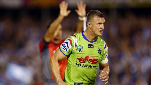 Jack Wighton of the Raiders is sent to the sin bin for throwing a punch.