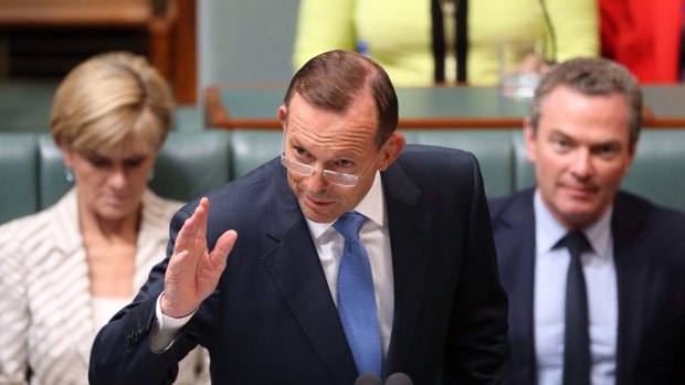 Prime Minister Tony Abbott in Parliament on Tuesday -  a string of policy reversals doesn't seem to have dampened his appetite for talking tough.