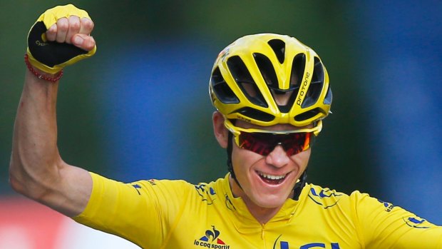 Crhis Froome celebrates winning the 2016 Tour de France.