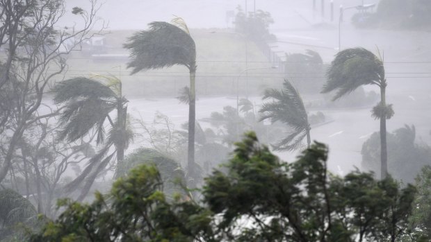 Airlie Beach at the height of Cyclone Debbie. 