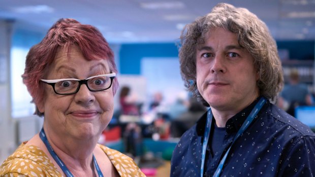 <i>Damned</i>, starring Jo Brand and Alan Davies, is a workplace comedy and blistering satire of do-gooder welfare institutions. 