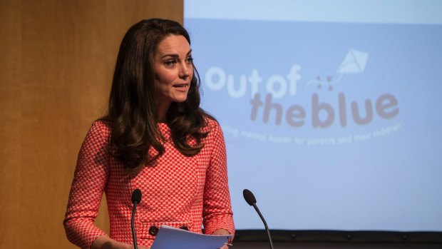 Catherine, Duchess of Cambridge speaks during the launch of maternal mental health films ahead of mother's day at Royal College of Obstetricians and Gynaecologists on March 23, 2017 in London. 