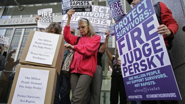 Activists deliver over one million signatures to the California Commission on Judicial Performance calling for the removal of Judge Aaron Persky in June.