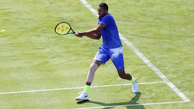 Australia's Nick Kyrgios in action against American Donald Young.