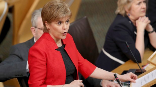 First Minister of Scotland Nicola Sturgeon is calling for a second referendum.