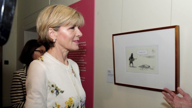 Canberra Times cartoonist David Pope's "He drew first" sketch is one of 80 cartoons in this year's exhibition. 