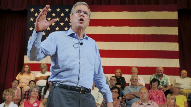 Jeb Bush speaks at a campaign stop in Massachusetts.