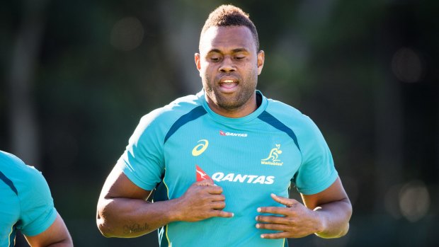 Debutant: Eto Nabuli trains with the Wallabies before Australia's clash with Scotland on Saturday. 