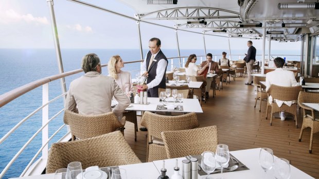 Lunch on the terrace on Silversea's Silver Muse.