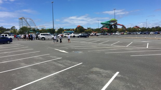 Car parks were easy to find at Dreamworld on Wednesday.