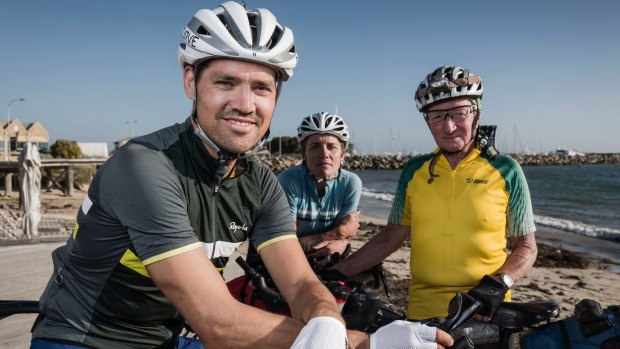 Organiser and racer Jesse Carlsson (left) with Sarah Hammond, one of nine women riding, and oldest competitor Paul Ardill.