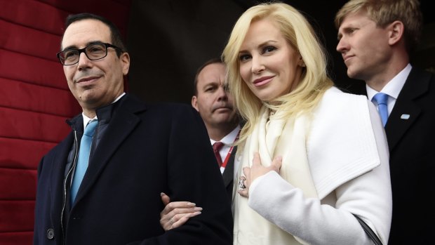 Treasury Secretary Stephen Mnuchin with wife Louise Linton, pictured in January.