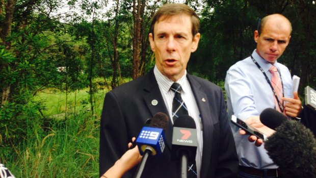 Detective Superintendent Dave Hutchinson briefs media at a Gold Coast Hinterland property being searched for the remains of missing mother Novy Chardon.