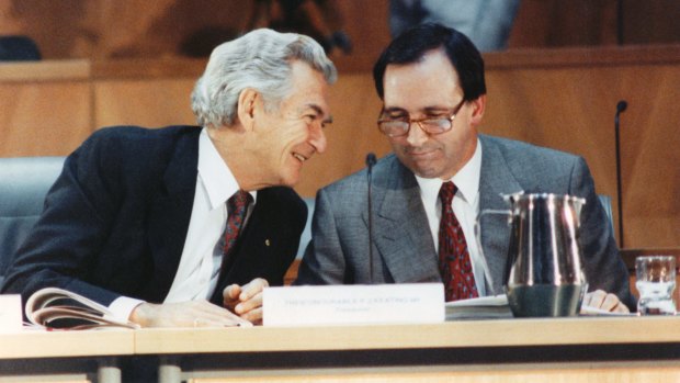 Then prime minister Bob Hawke and treasurer Paul Keating on June 29, 1990.
