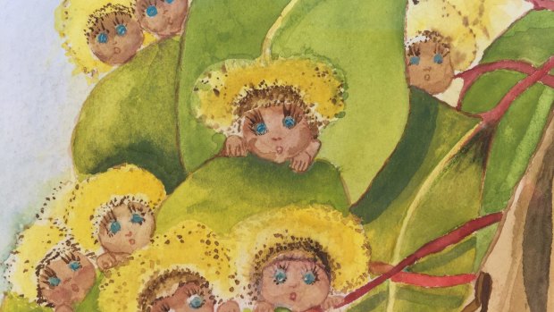 A painting by May Gibbs of the Gumnut Babies, the characters which became the focus of her popular children's books. 