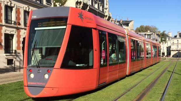 The light rail in Bordeaux, France is wire-free.