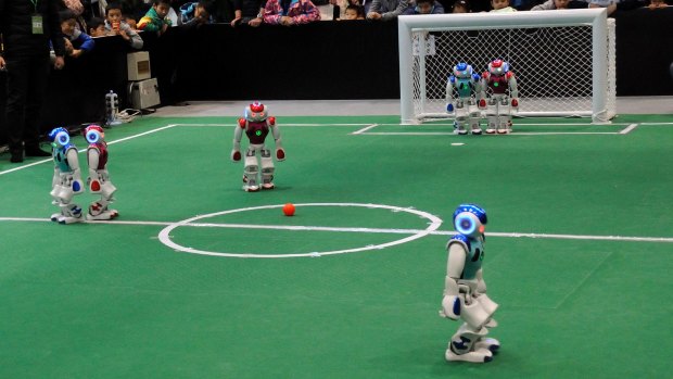 Robot soccer matches have been played since the mid-1990s.