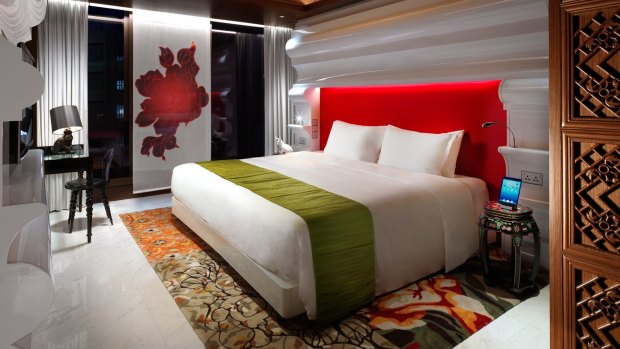 A room at Mira Moon Hotel, Hong Kong.