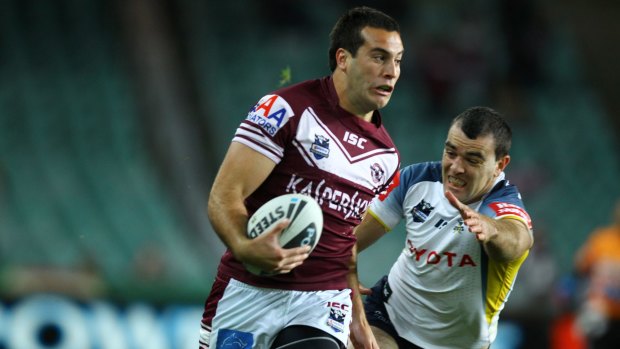 Michael Oldfield playing for Manly. He is set to make his Raiders debut on Saturday.