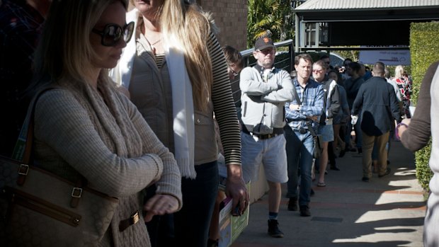 Morning crowds at Merthyr Uniting Church on election day.