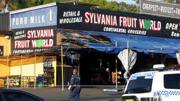 The Sylvania fruit shop after the first suspicious fire in April.