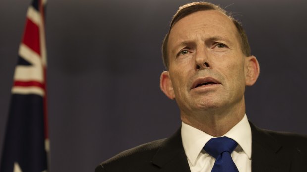 Tony Abbott addresses the media in Sydney on Sunday.
