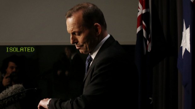 Prime Minister Tony Abbott during his late night press conference on Tuesday.