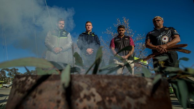 Raiders stars Jack Wighton and Aidan Sezer took part in a smoking ceremony at Canberra Stadium on Friday.