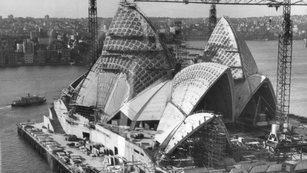 The Sydney Opera House under construction in 1966. 
