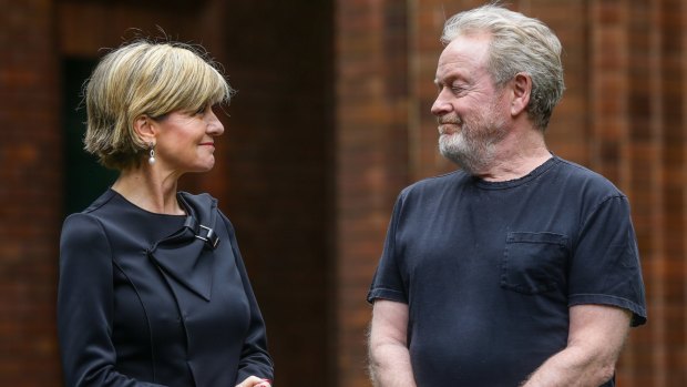 Confirmation: Director Ridley Scott with Foreign Affairs <inister Julie Bishop at the announcement of the filming of <i>Alien: Covenant</i> at Fox Studios.