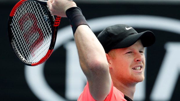 Britain's Kyle Edmund celebrates after defeating South Africa's Kevin Anderson.