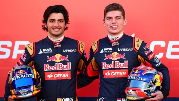 Toro Rosso's Max Verstappen and Carlos Sainz Jr.