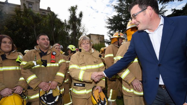 Premier Daniel Andrews and new Emergency meets CFA firefighters last month.