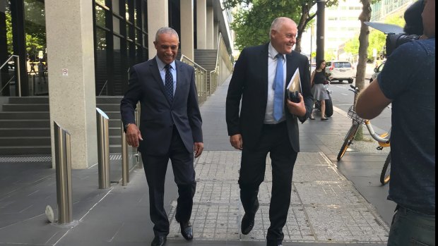 Charlie Bezzina, left, and Ron Iddles following an interview on radio station 3AW on Tuesday morning.