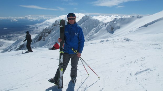 New Zealand ski instructor Lyall Crump on the slopes at Whakapapa. 