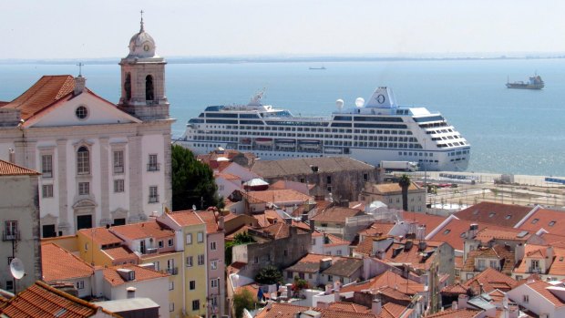 The Oceania Insignia docked in Lisbon, Portugal.