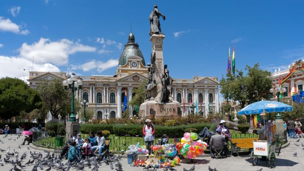 Plaza Murillo and National Congress in La Paz.