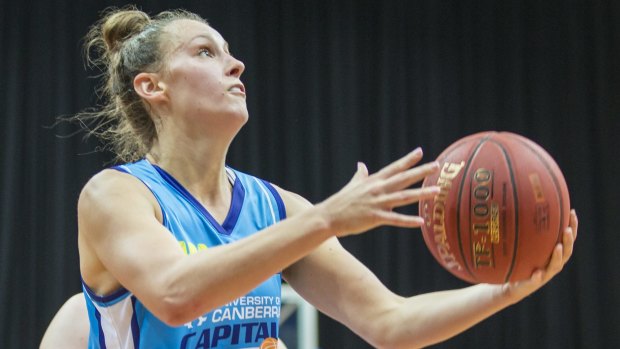 Stephanie Talbot of the Canberra Capitals in action.
