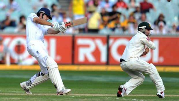 Masterful: Alastair Cook in Ashes action in 2010.