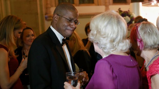 Paul Beatty and Camilla, Duchess of Cornwall at the Man Booker Prize event in London.